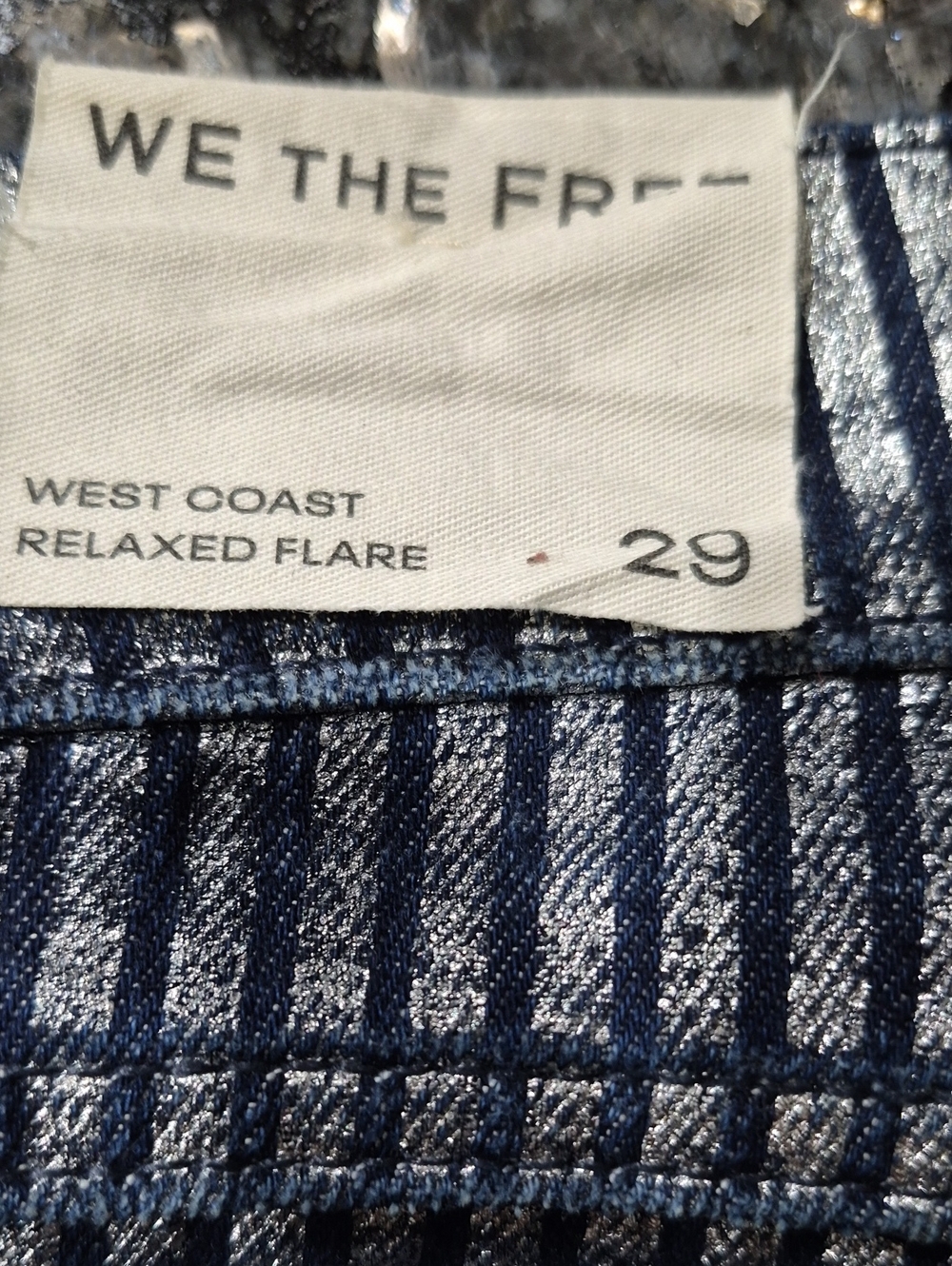 NWT Free People West Coast Metallic High Waist Flare Jeans Size 29 - Picture 9 of 10